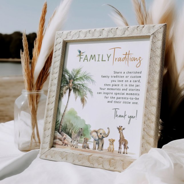Jungle Safari Animals Family Traditions-tecken Poster (Skapare uppladdad)