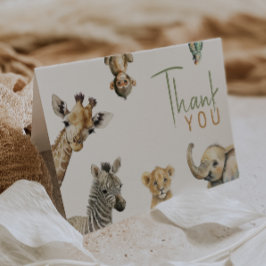 Jungle Safari Animals Foldad Birthday Tack Kort