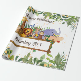Jungle Safari Animals Forest Anpassningsbar Birthd Presentpapper