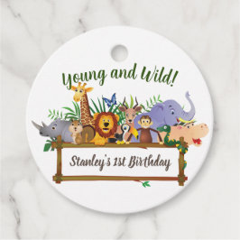 Jungle Safari Animals Forest Kids' Birthday Gåvor Etiketter