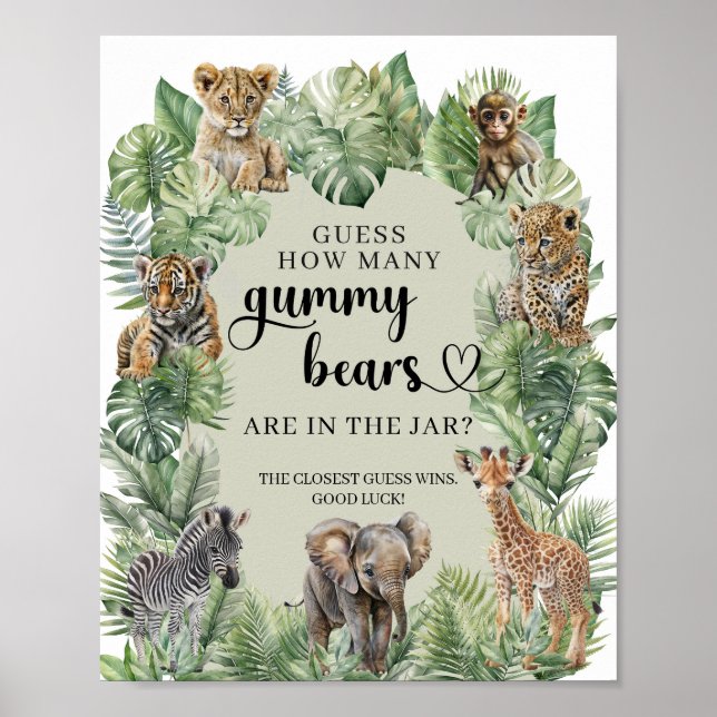 Jungle Safari Animals gissar hur många gummibjörna Poster (Framsidan)
