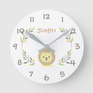 Jungle Safari Animals Kids Nursery Wall Clock Rund Klocka