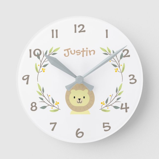 Jungle Safari Animals Kids Nursery Wall Clock Rund Klocka (Framsida)