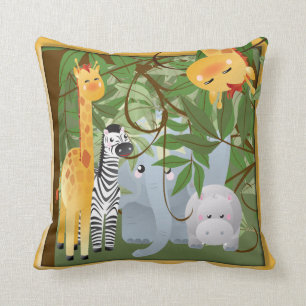 Jungle Safari Animals Kids Room Pillow Kudde