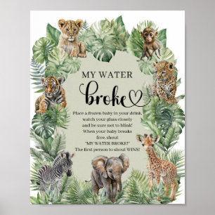 Jungle Safari Animals Mitt Fattiga spel i Vatten Poster