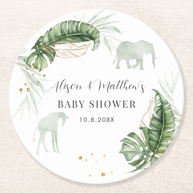 Jungle Safari Animals Nature Boy Shower Underlägg Papper Rund (Framsidan)