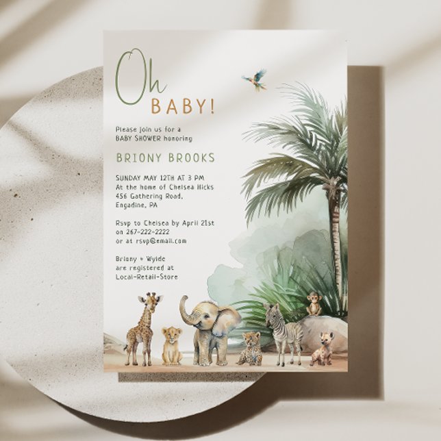 Jungle Safari Animals Oh Baby! Baby Shower Inbjudningar (Skapare uppladdad)