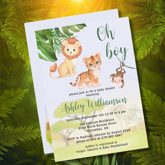 Jungle Safari Animals Oh Boy Baby Shower Inbjudningar (Skapare uppladdad)