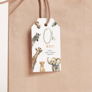 Jungle Safari Animals Oh Boy Baby Shower Tack Presentetikett