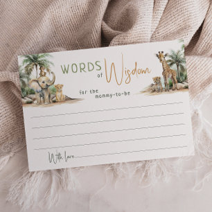 Jungle Safari Animals Ord of Wisdom Card Tack Kort