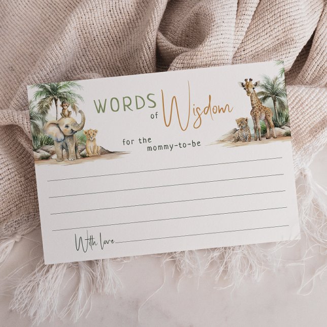 Jungle Safari Animals Ord of Wisdom Card Tack Kort (Skapare uppladdad)