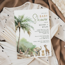 Jungle Safari Animals Par Baby Shower Inbjudningar