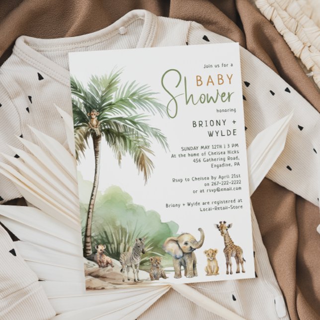 Jungle Safari Animals Par Baby Shower Inbjudningar (Skapare uppladdad)