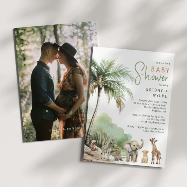 Jungle Safari Animals Par Baby Shower Photo Inbjudningar (Skapare uppladdad)