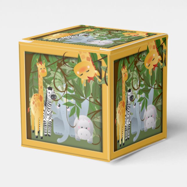 Jungle Safari Animals Party Favor Box Presentaskar (Framsidan Sidan)