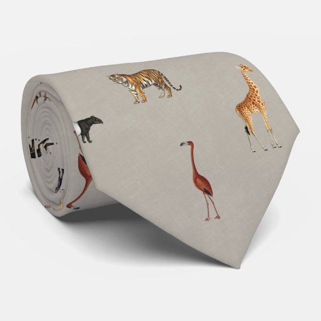 Jungle Safari Animals Pattern Grey Neck Tie Slips (Rullad)