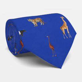 Jungle Safari Animals Pattern Royal Blue Neck Tie Slips