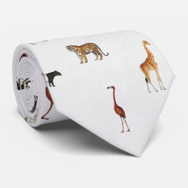 Jungle Safari Animals Pattern Stone White Neck Tie Slips