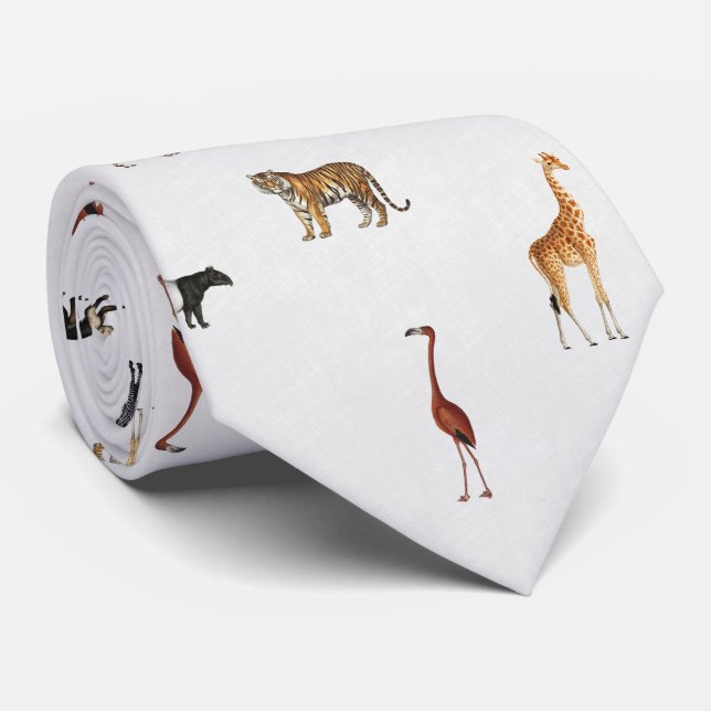 Jungle Safari Animals Pattern Stone White Neck Tie Slips (Rullad)