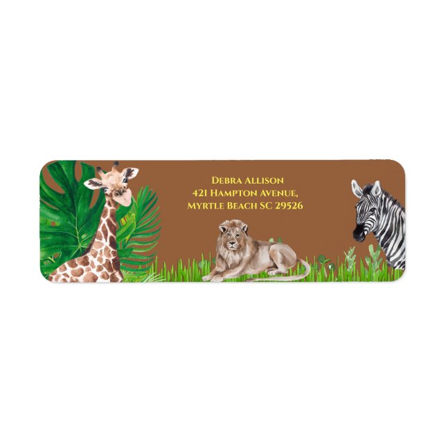 Jungle Safari Animals Retur Adressetikett Returadress Etikett (Framsidan)