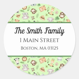 Jungle Safari Animals Returadress Runt Klistermärke