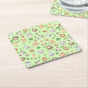 Jungle Safari Animals Underlägg Papper Kvadrat