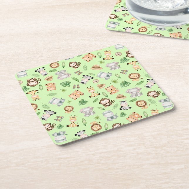 Jungle Safari Animals Underlägg Papper Kvadrat (Vinklad)