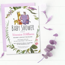 Jungle Safari Animals Watercolor Baby Shower