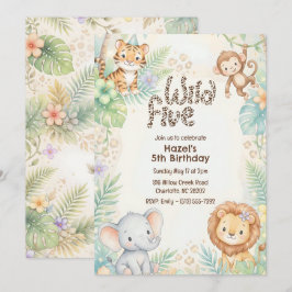 Jungle Safari Animals Wild Five 5th Birthday  Inbjudningar
