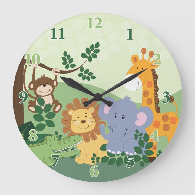 Jungle Safari Anpassade Square Clock Stor Klocka (Framsida)