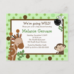 JUNGLE SAFARI ÄVENTYR Grönt Baby Shower Inbjudan Vykort
