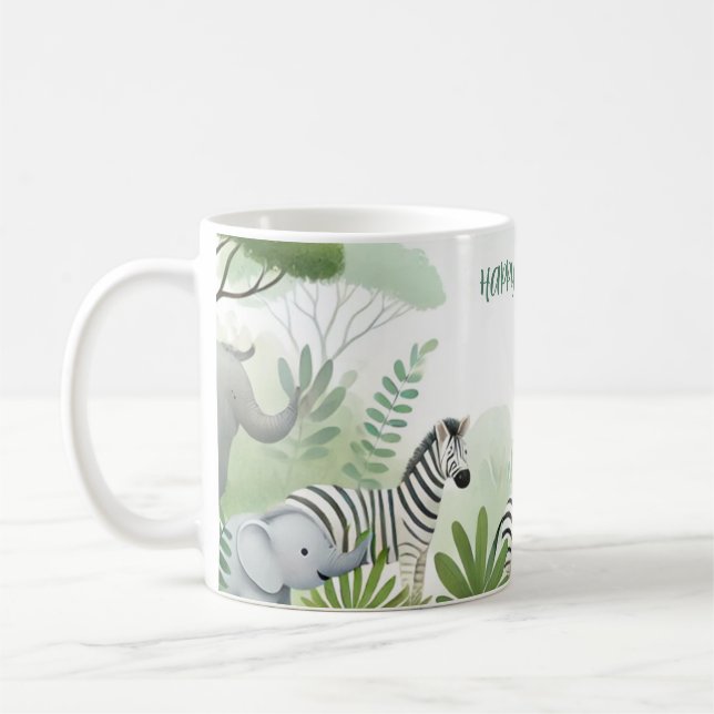 Jungle Safari Äventyr: Kids Birthday Mugg (Vänster)