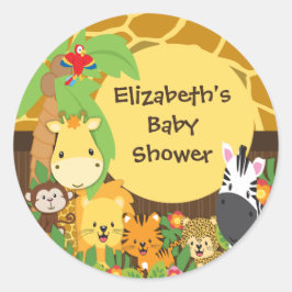 Jungle Safari Baby djur Baby Shower Stickers Runt Klistermärke