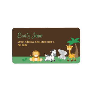 Jungle Safari Baby Shower-adressetikett Adressetikett