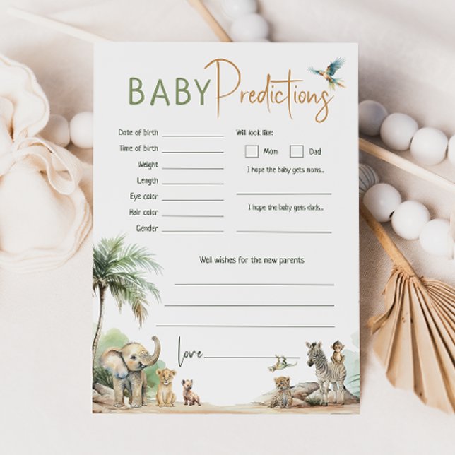 Jungle Safari Baby Shower Baby Predicfications Car Inbjudningar (Skapare uppladdad)