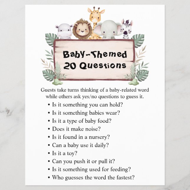 Jungle Safari Baby Shower Games Reklamblad (Framsidan)
