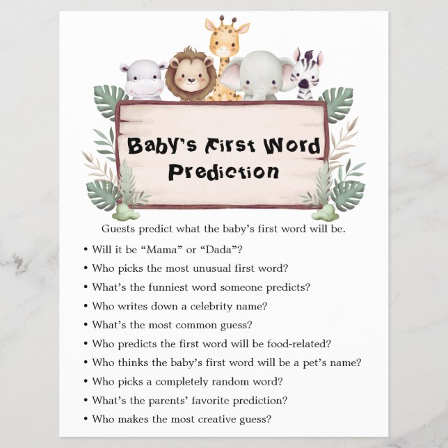 Jungle Safari Baby Shower Games Reklamblad (Framsidan)
