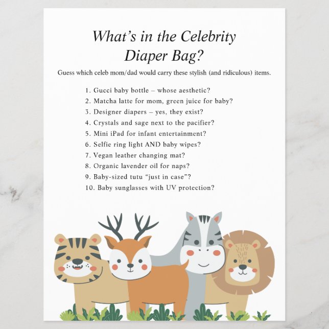 Jungle Safari Baby Shower Games Reklamblad (Framsidan)
