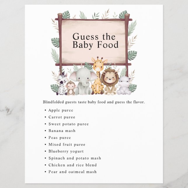 Jungle Safari Baby Shower Games Reklamblad (Framsidan)