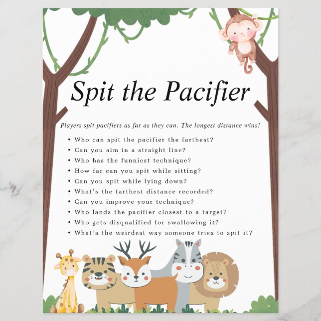 Jungle Safari Baby Shower Games Reklamblad (Framsidan)