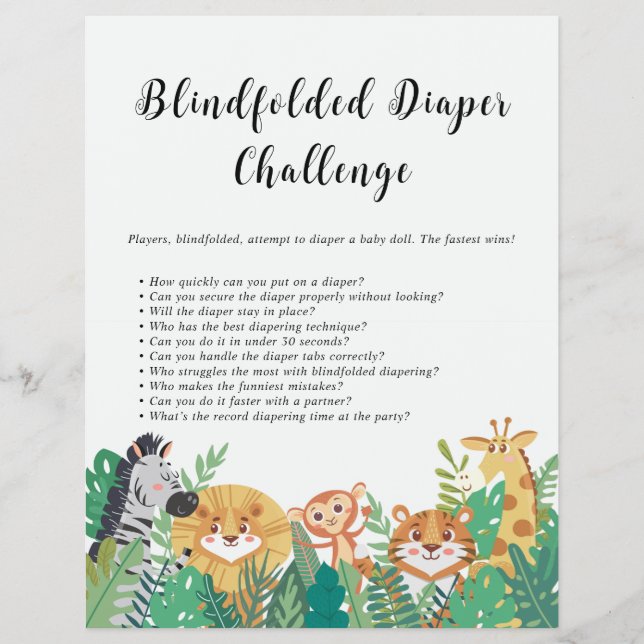 Jungle Safari Baby Shower Games Reklamblad (Framsidan)