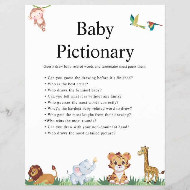 Jungle Safari Baby Shower Games Reklamblad (Framsidan)