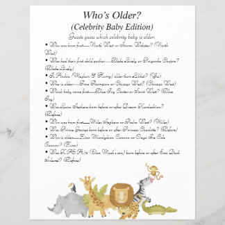 Jungle Safari Baby Shower Games Reklamblad