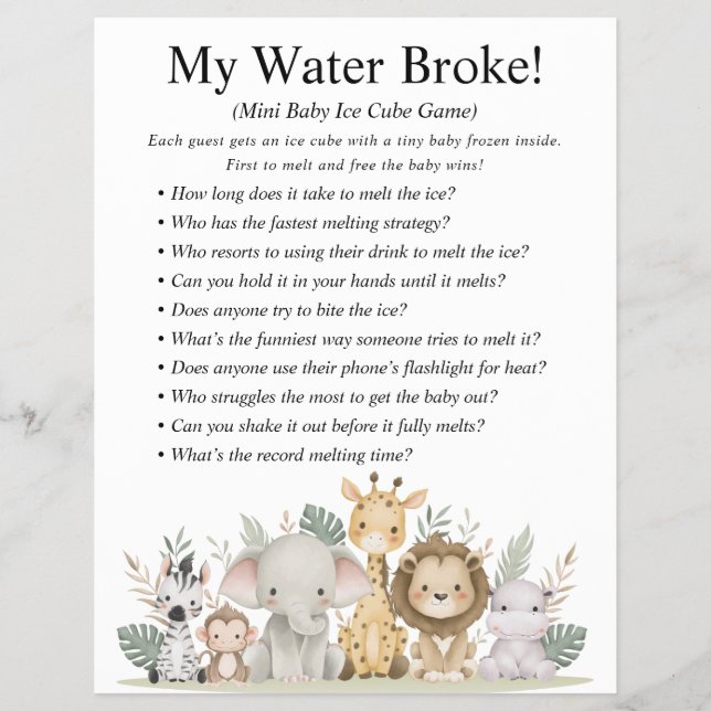 Jungle Safari Baby Shower Games Reklamblad (Framsidan)