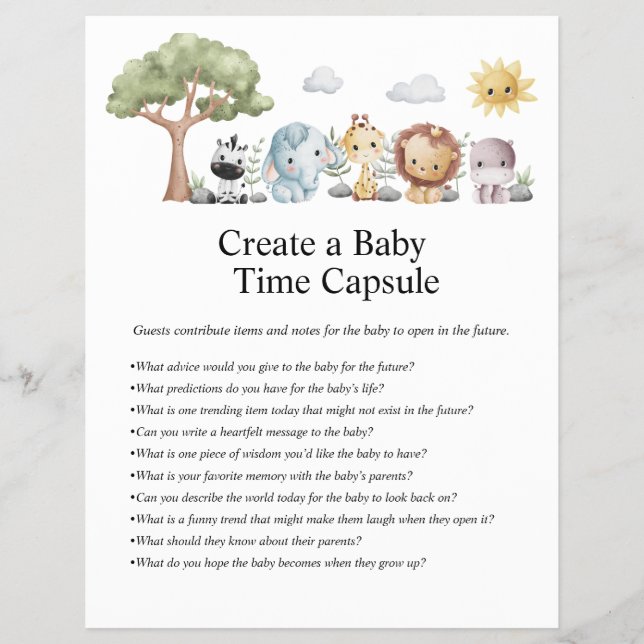 Jungle Safari Baby Shower Games Reklamblad (Framsidan)