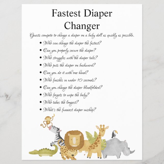 Jungle Safari Baby Shower Games Reklamblad (Framsidan)