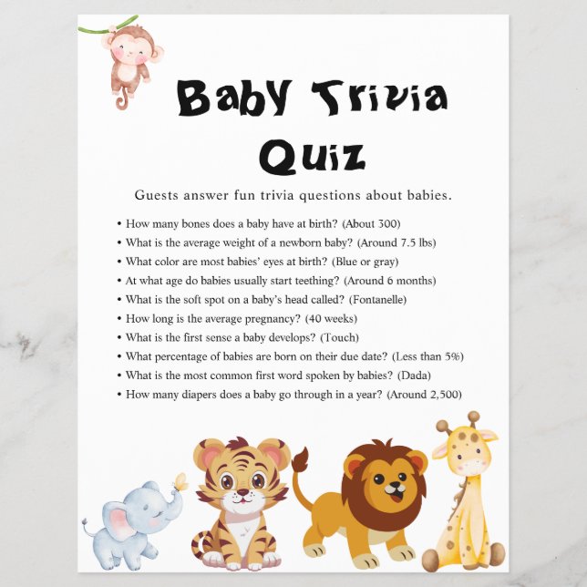 Jungle Safari Baby Shower Games Reklamblad (Framsidan)