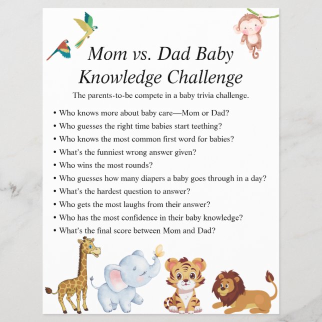Jungle Safari Baby Shower Games Reklamblad (Framsidan)