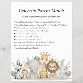 Jungle Safari Baby Shower Games Reklamblad