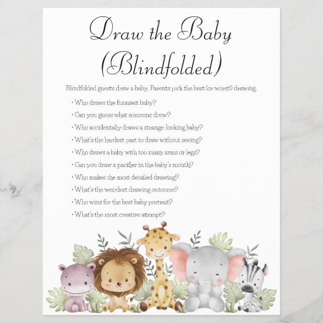 Jungle Safari Baby Shower Games Reklamblad (Framsidan)